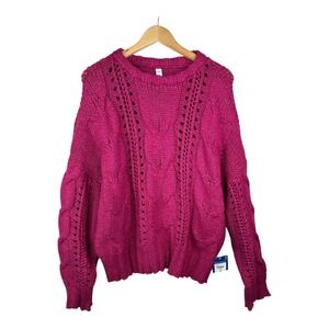 New Arizona Crewneck Knitted Pullover Sweater size Large‎ Pink